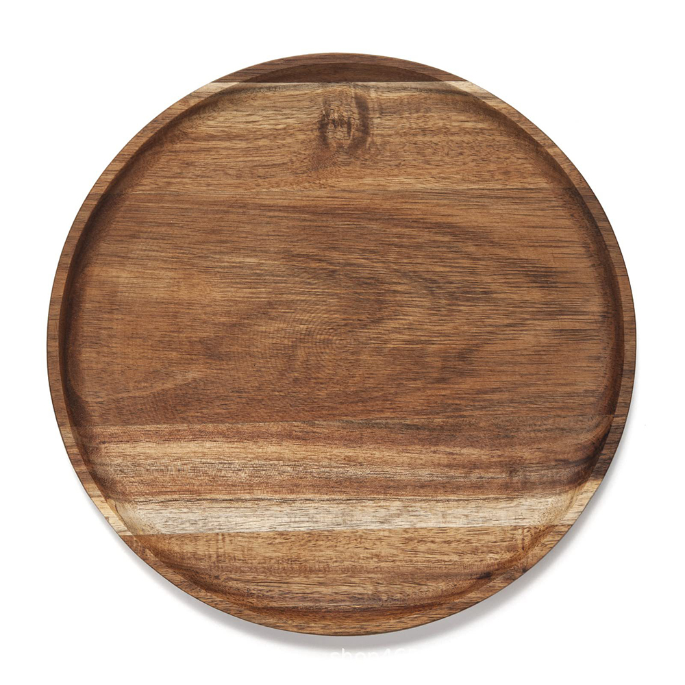 Acacia Round Dinner Plates Wood Tray Wooden Charger 3