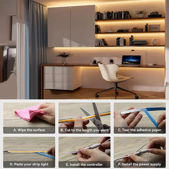 USB COB LED Strip Light with Touch Dimmer 3