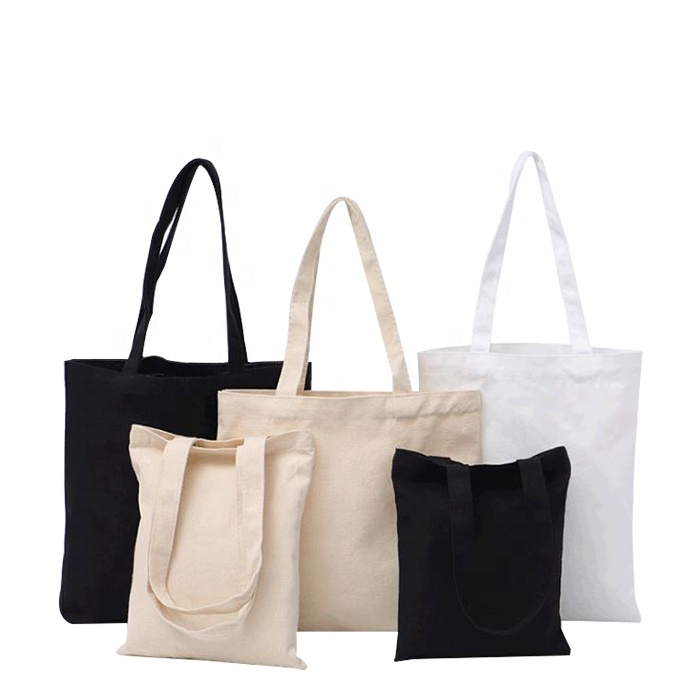 Black Canvas Tote Bag in Cotton