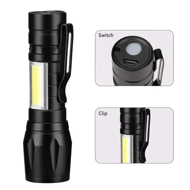 Zoomable Tactical LED Flashlight with Pen Clip 2