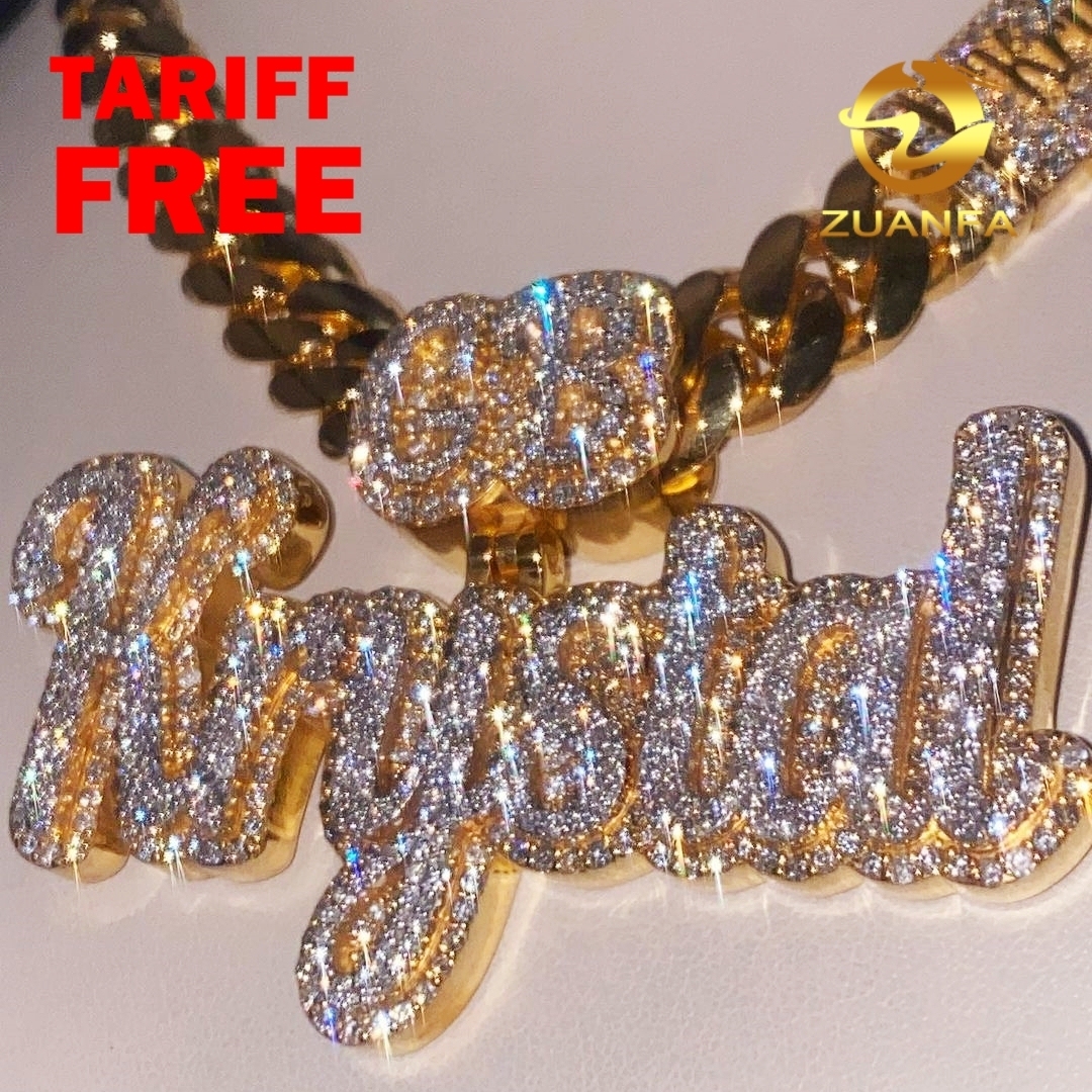 Bail Letter Pendants VVS Moissanite Iced Out Full