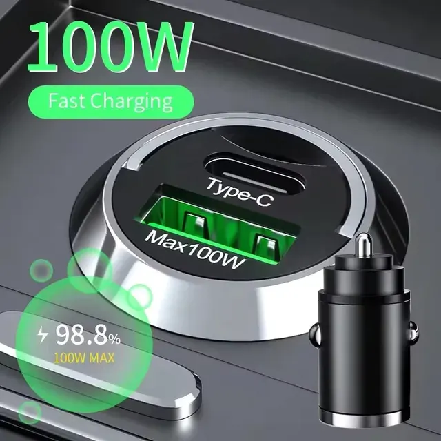 Mini USB-C Car Charger 100W Dual Port 2