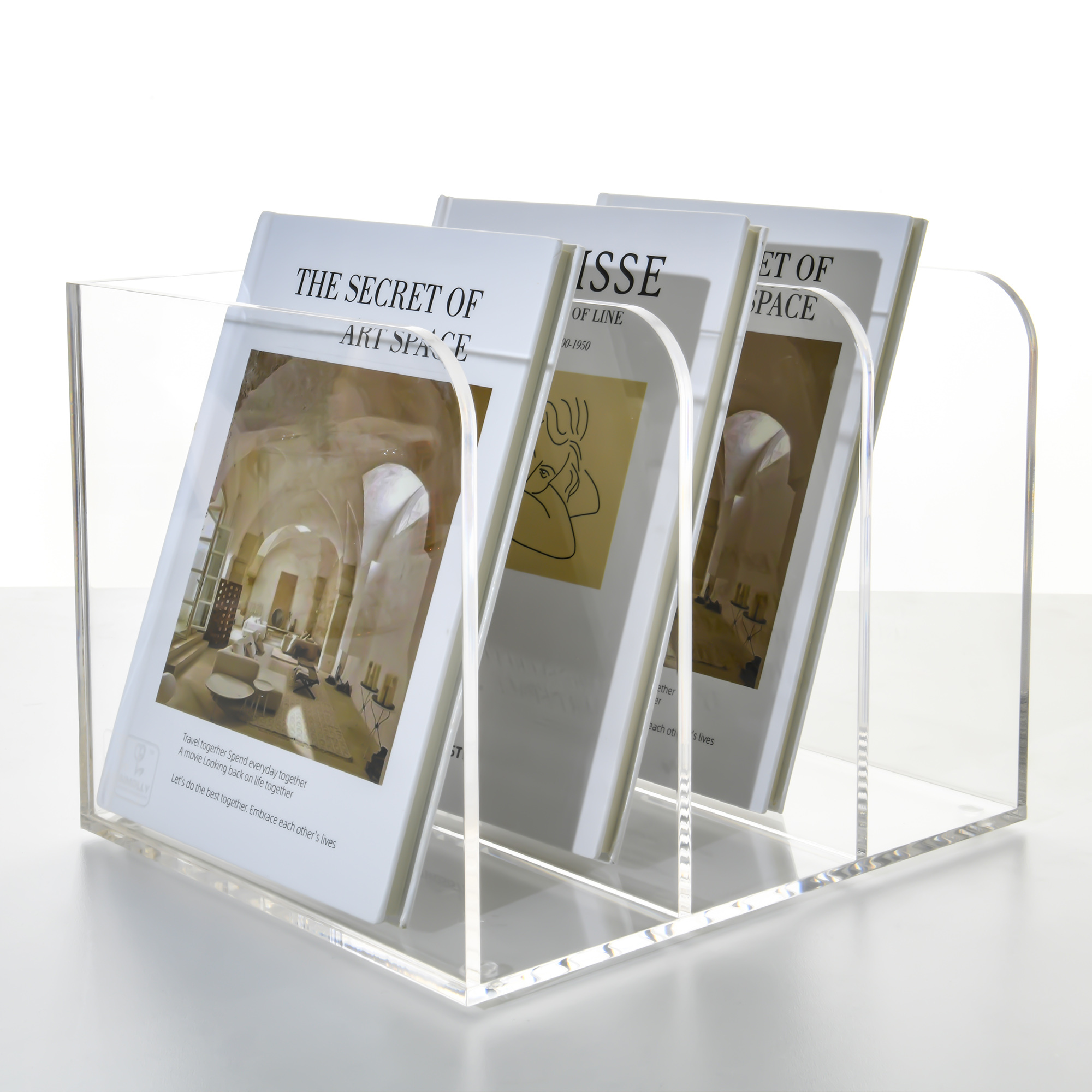 Luxury 3 Compartment Transparent Vertical Magazine File Holder