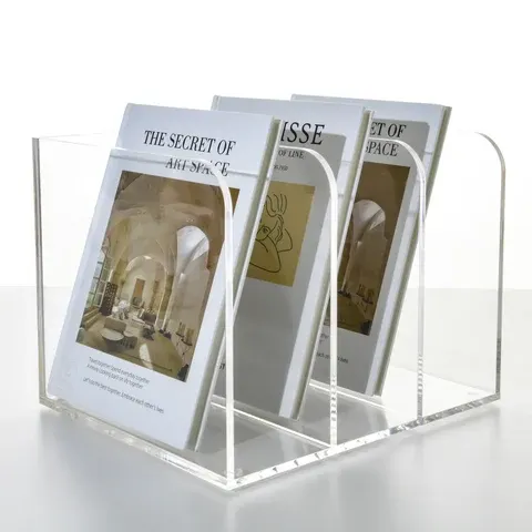 Luxury 3 Compartment Transparent Vertical Magazine File Holder