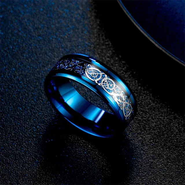 Celtic Dragon Tungsten Ring 8 mm Men Carbon Fiber 4