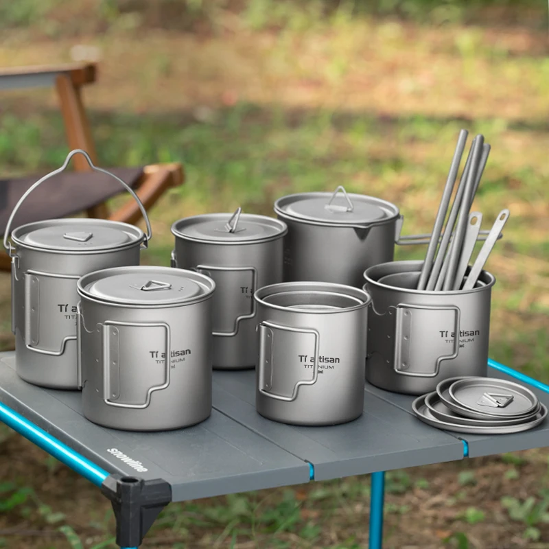 Tiartisan Outdoor Titan Leichter Tragbarer Tee-Kaffeetasse Klappgriff Camping-Wasserbecher 3