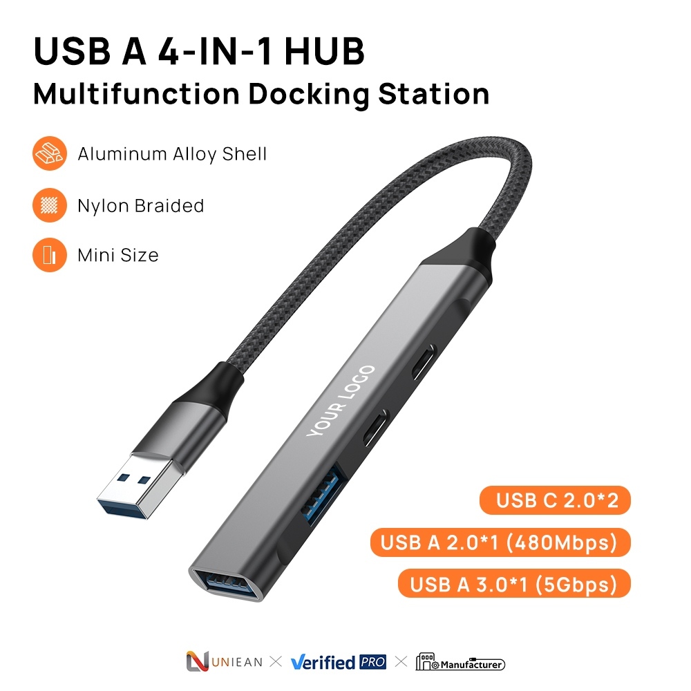 USB-C-Hub 4-in-1 Docking-Station, USB 3.0