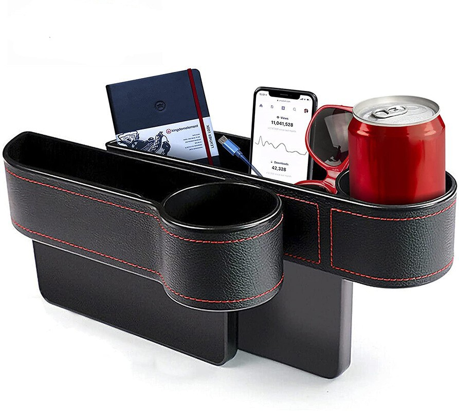 Durable PU Leather Car Seat Organizer With USB