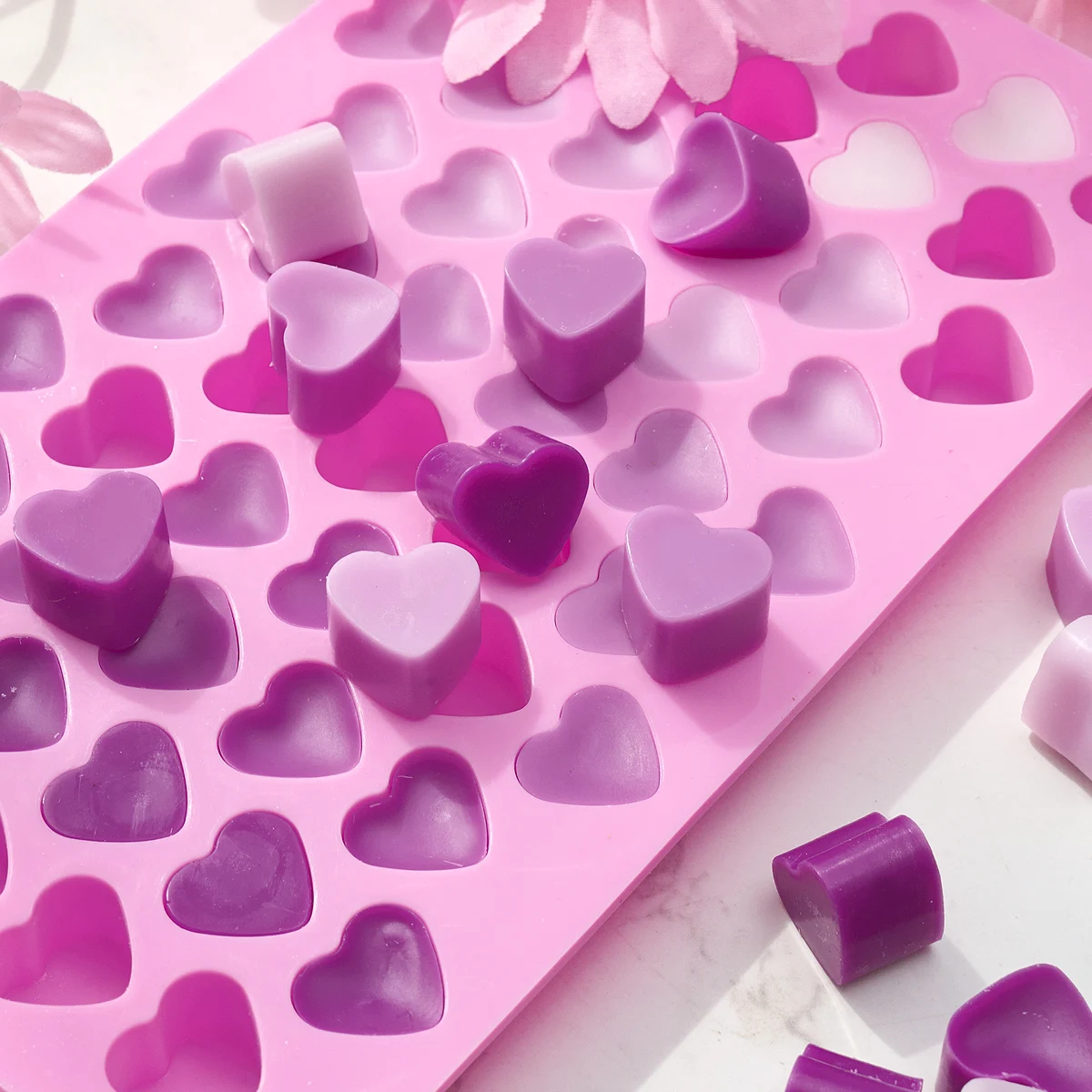 55-Fächer Herz Silikon Kerze Form Valentinstag Kerzen Herstellung