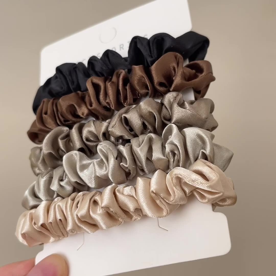Solid Color Satin Hair Scrunchies 5-Pack 2