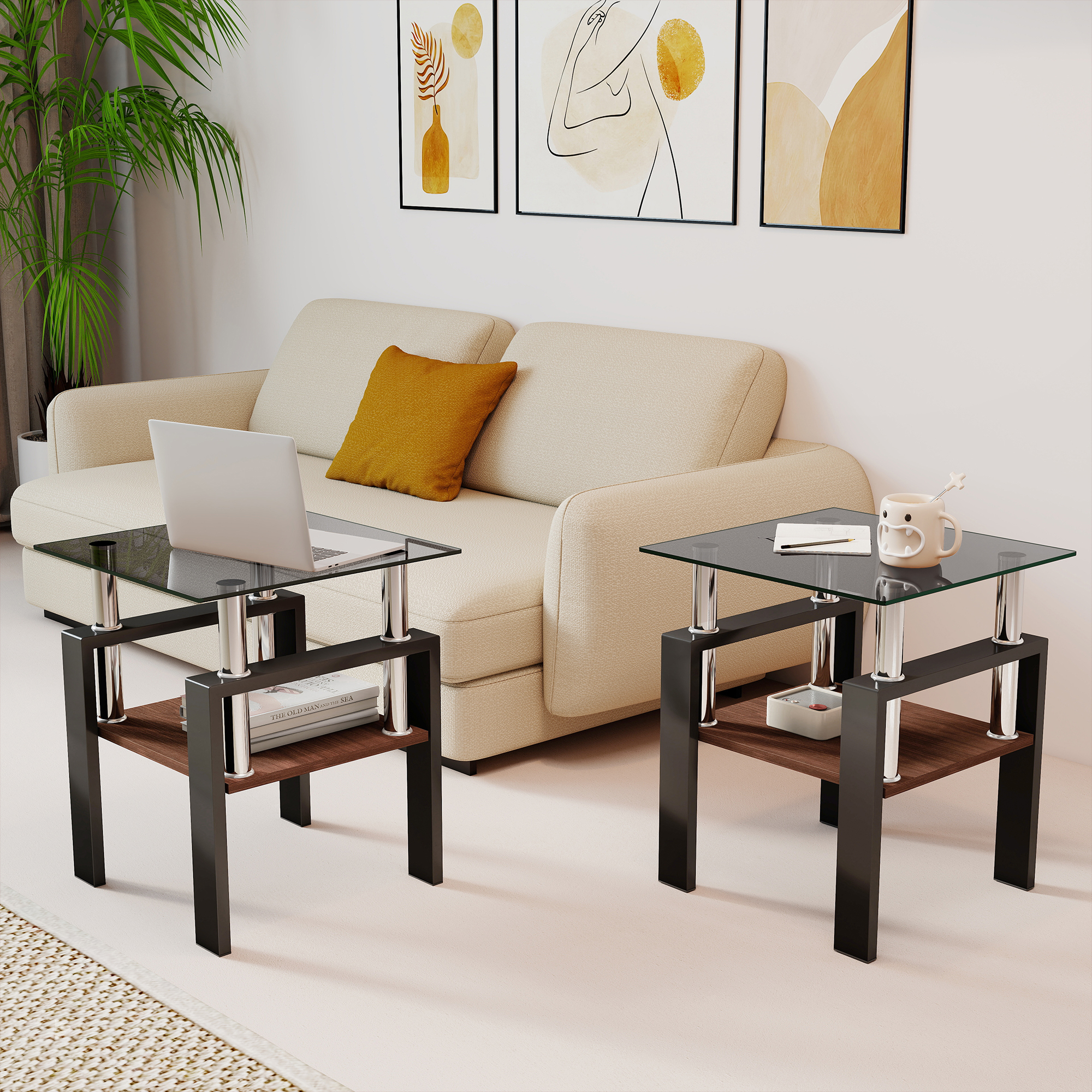 Glas-Beistelltisch Set 4