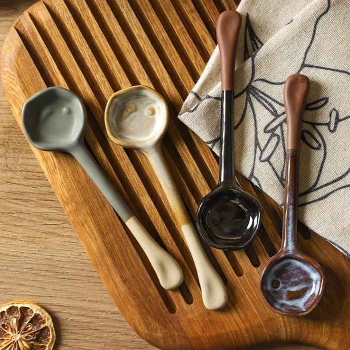 Ceramic Long Handle Small Spoon Household Dining
