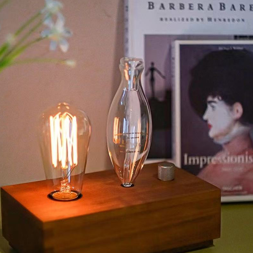 Vintage Wood Ultrasonic Diffuser With Bulb Light 4