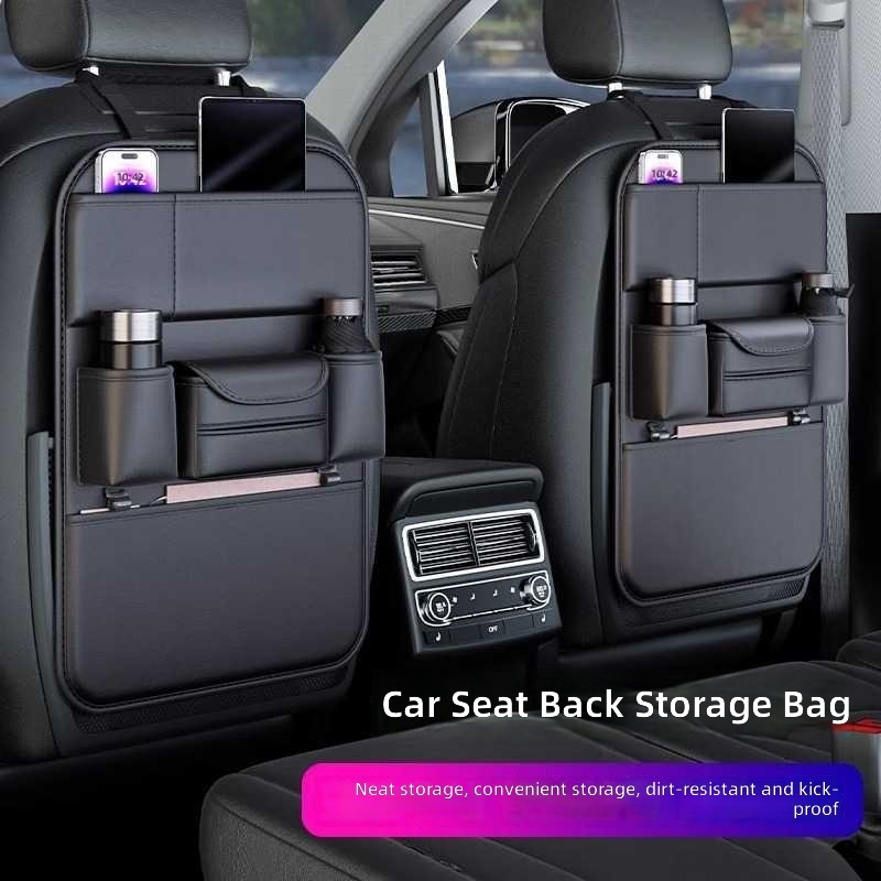 Leather Car Seat Back Organizer Hanging Bag In-Car