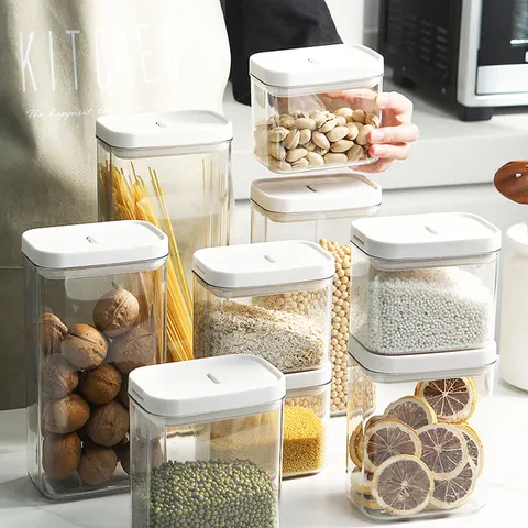 Transparent Airtight Jar Storage Box Square Pasta