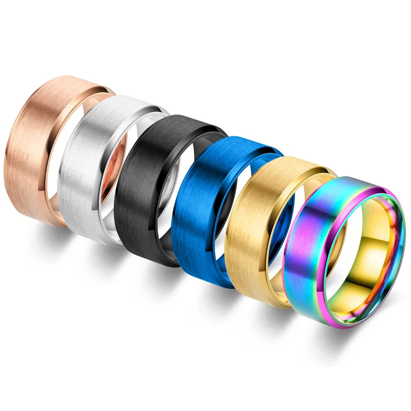 6 Farben Klassischer 8 mm Wolfram-Herrenring mit Oberfläche
