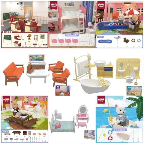 Original Spielzeug Miniatur Artikel Möbel Familie Puppenhaus Wohnzimmer