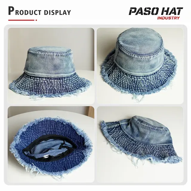 Distressed-Denim-Fischerhut aus Baumwolle 2