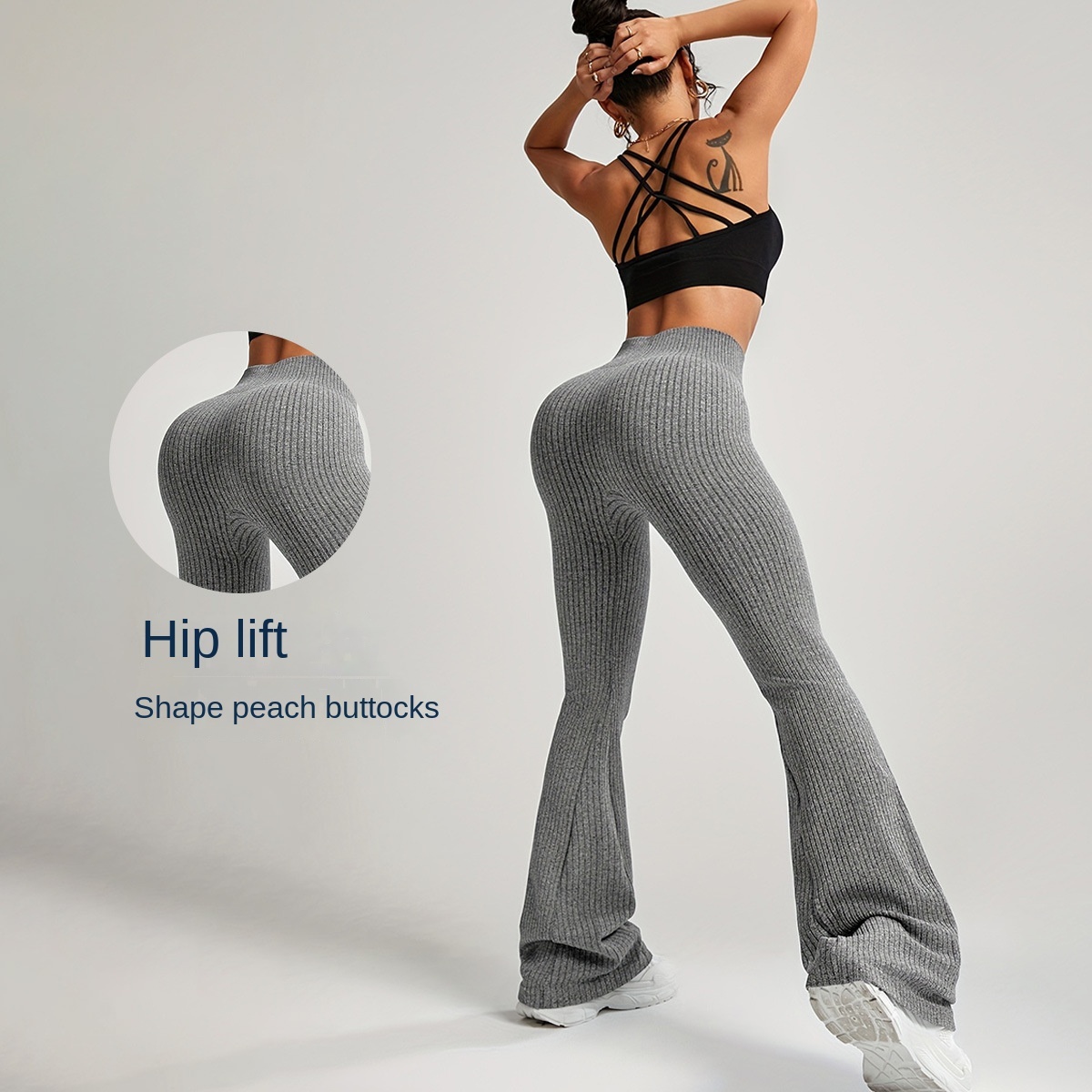 Tummy-Control Textured Flare Yoga Pants 2