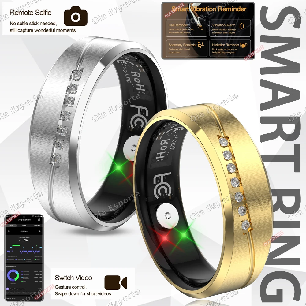 Neuer Vibrations-Smartring mit Anruf- Weckerfunktion Herzfrequenz- und Körpertemperaturmessung