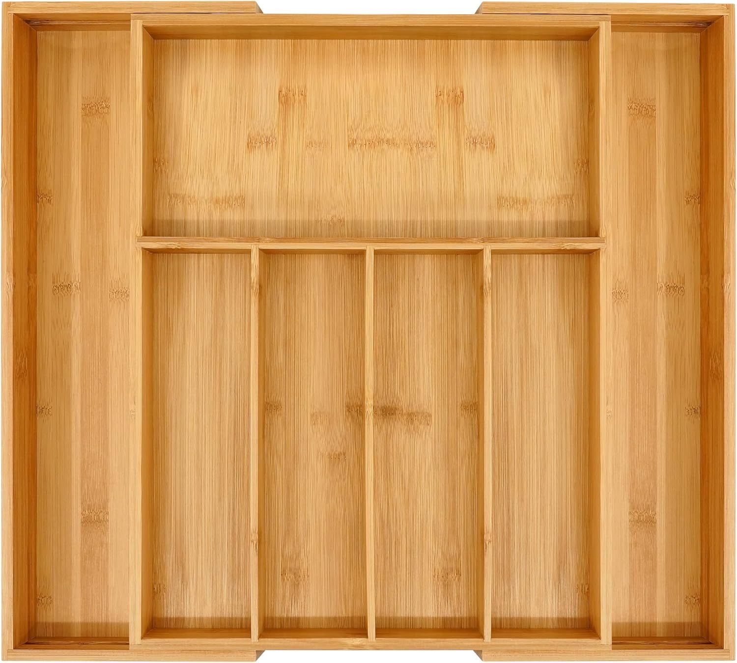 Premium Bamboo Drawer Organizer Expandable Silverware