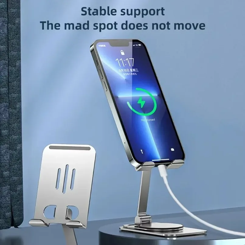 Universeller Verstellbarer Desktop-Telefonständer aus Aluminiumlegierung Faltbar 360° ° 2