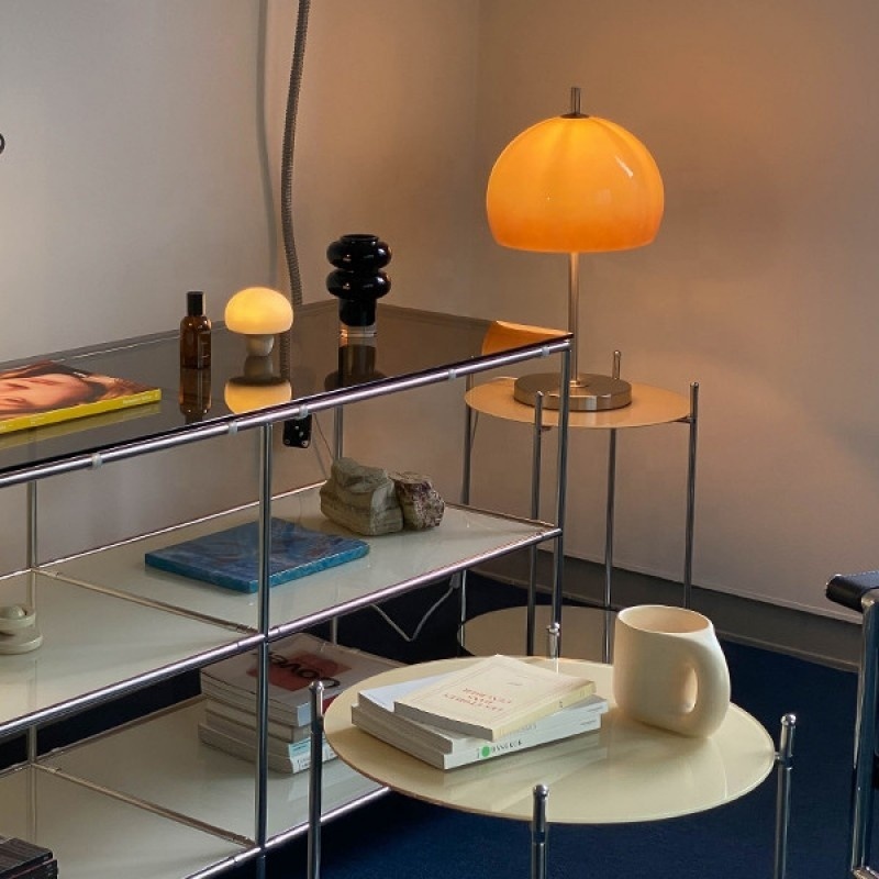 Retro Orange Glass Mushroom Table Lamp 4
