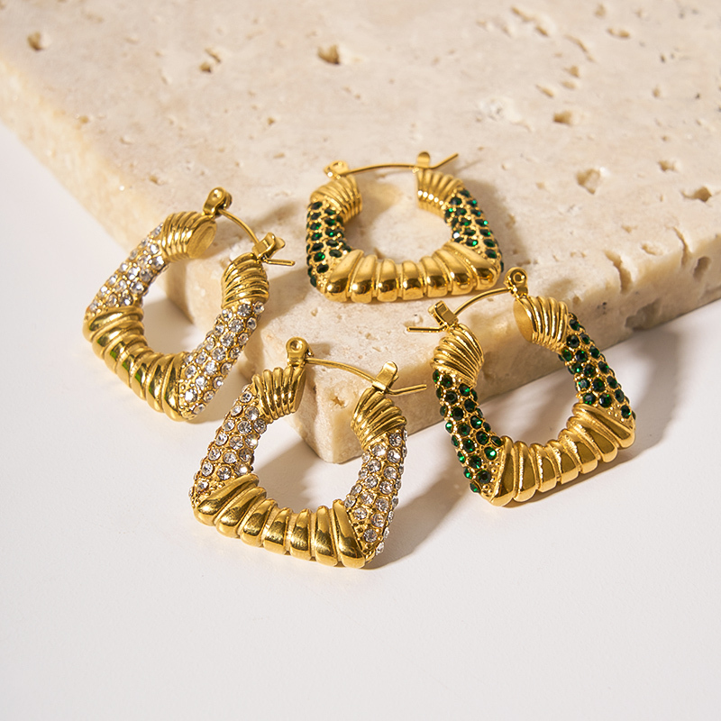 Waterproof Colorful Zirconia Hoop Earrings 2