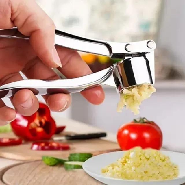 Non-Slip Stainless Steel Garlic Press with Clip 4