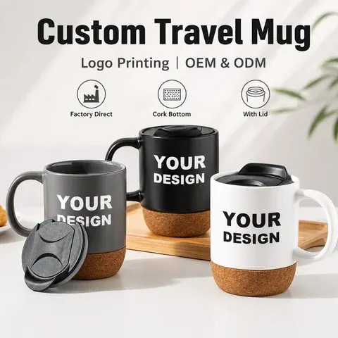 Ceramic Travel Mug with Cork Bottom