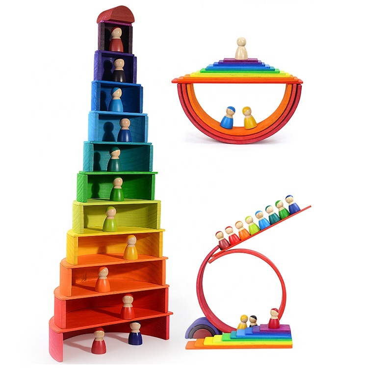 Montessori Rainbow Wooden Stacker Toy