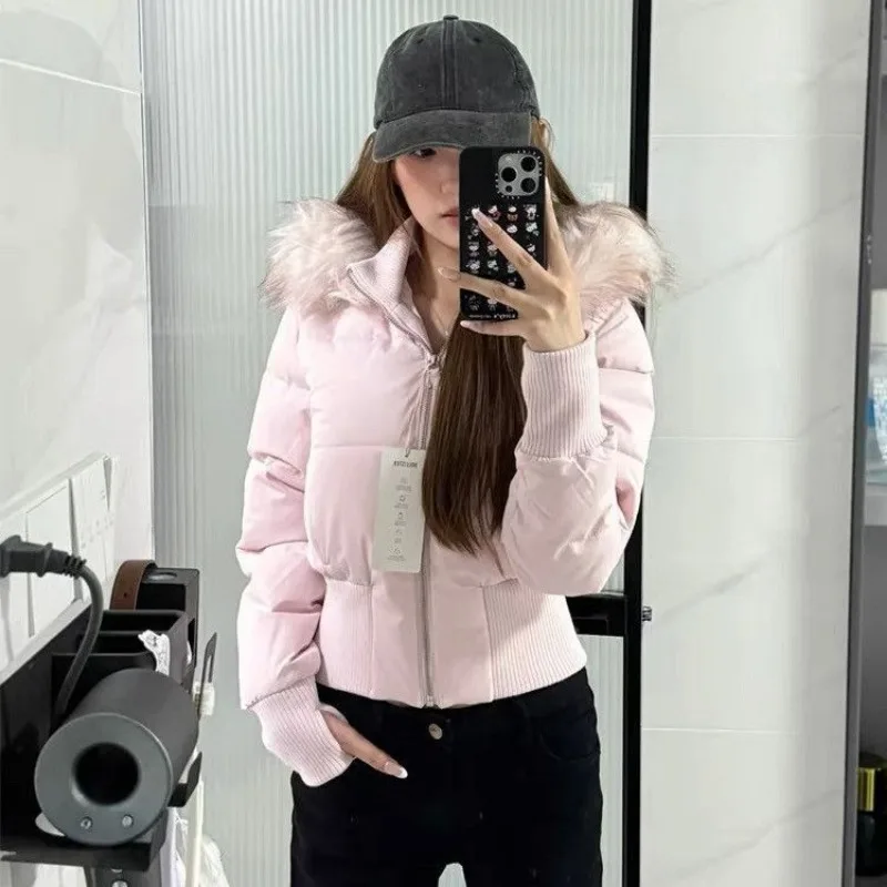 Herbst Winter Pelz Kragen Mit Kapuze Gestellte Puffer