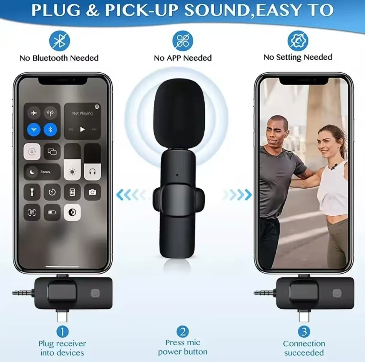 Wireless Lavalier Microphone with Type-C Transmitter 4