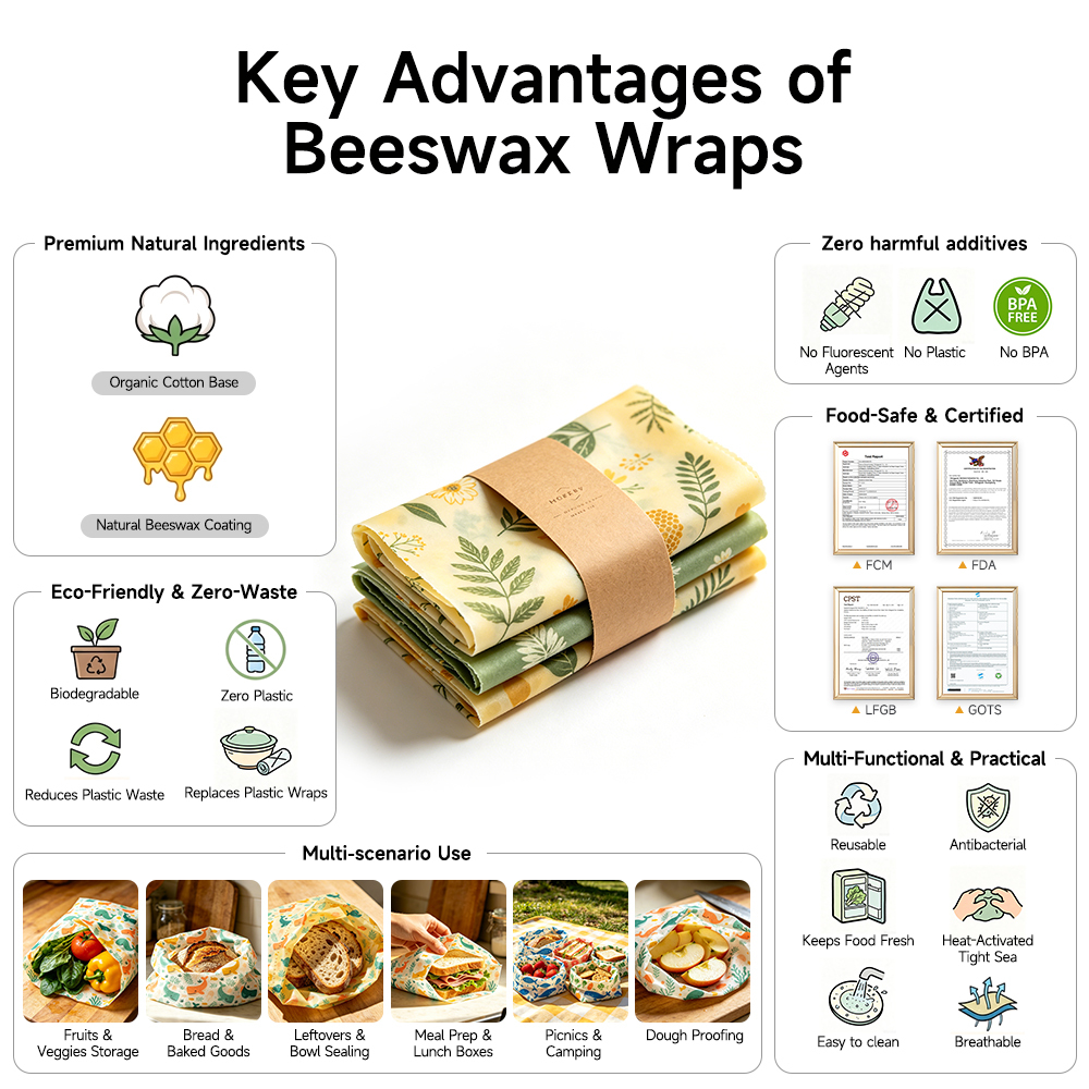 Printed Beeswax Food Bag Pattern Reusable Organic Cotton 4