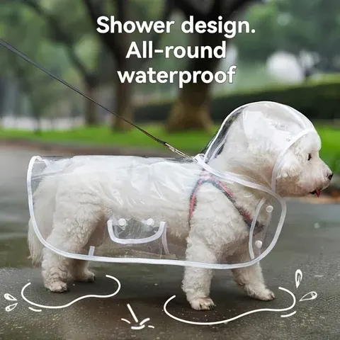 Transparenter Hunde-Regenmantel mit Knöpfen Ideal für Teddy und