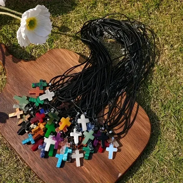 30-Piece Natural Stone Cross Pendant Set 4