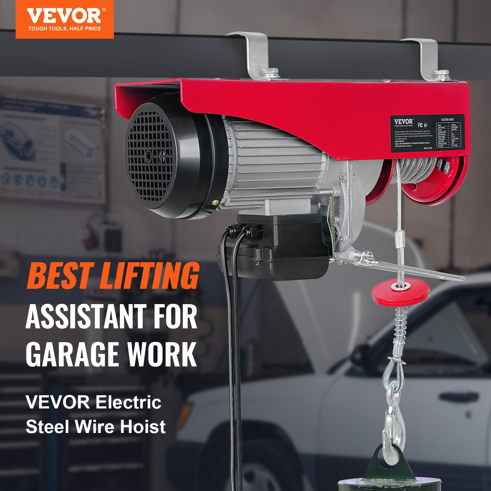 880lbs Electric Hoist With 14ft Wired Remote Control 3