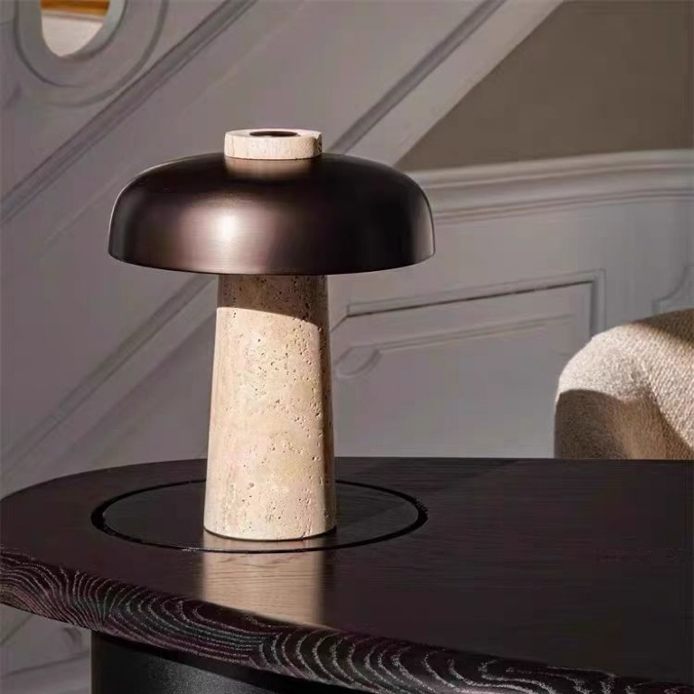 Nordic Yellow Travertine Mushroom Desk Lamp 3