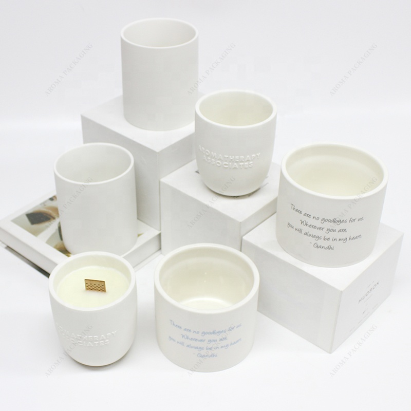 Matte White Ceramic Candle Container with Lid 3