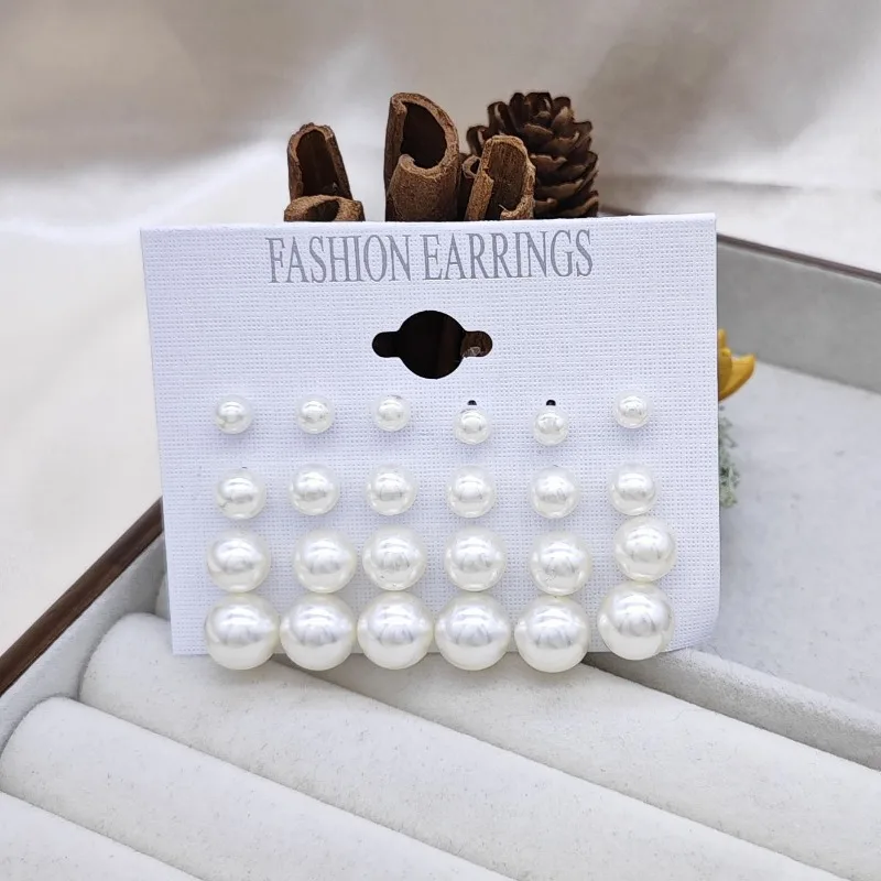 12-Piece Women's Faux Pearl Earring Set 4