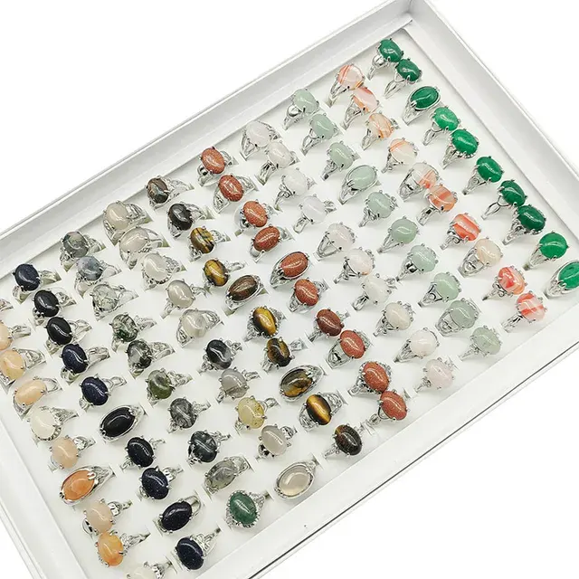 20 Pcs Wholesale Mixed Style Natural Stone Rings 3