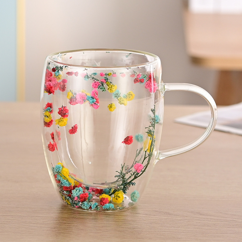 Elegant Glass Cup with Dried Flower Decor 2