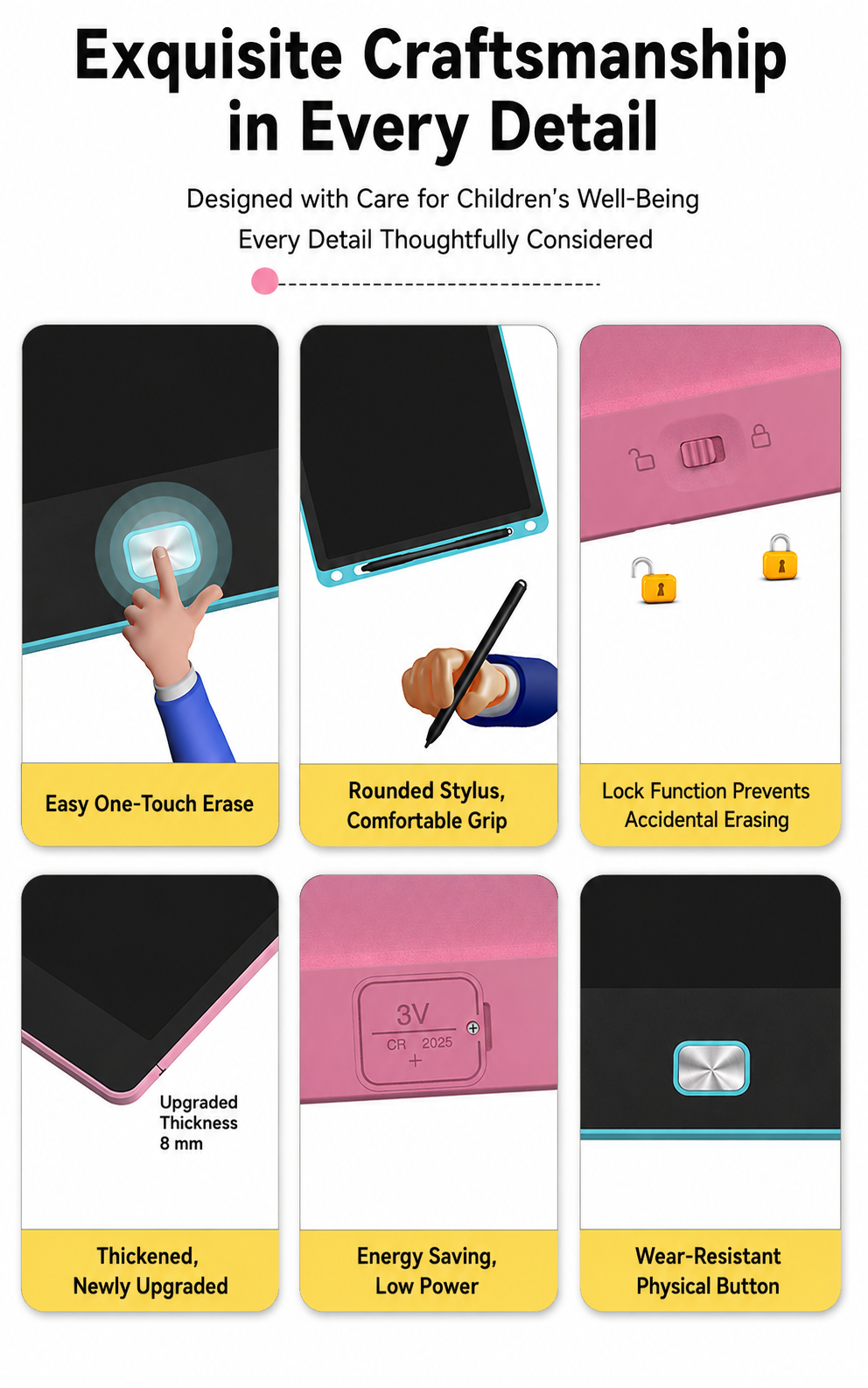Rechargeable 9 Inch LCD Kids Writing Tablet 3