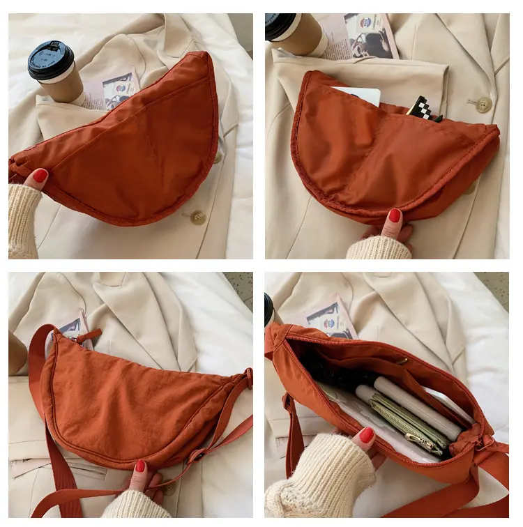 Nylon Women Men Crossbody Shoulder Bag Solid Color 4
