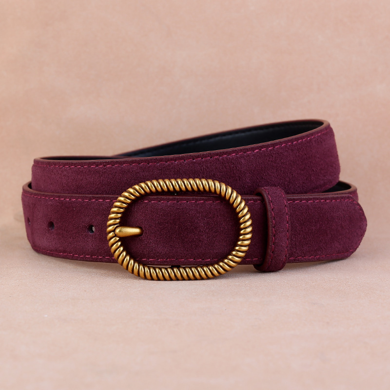 Elegant Black Suede Belt with Gold Buckle