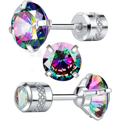 6 mm CZ Screw-Back Stud Earrings with Flat Back