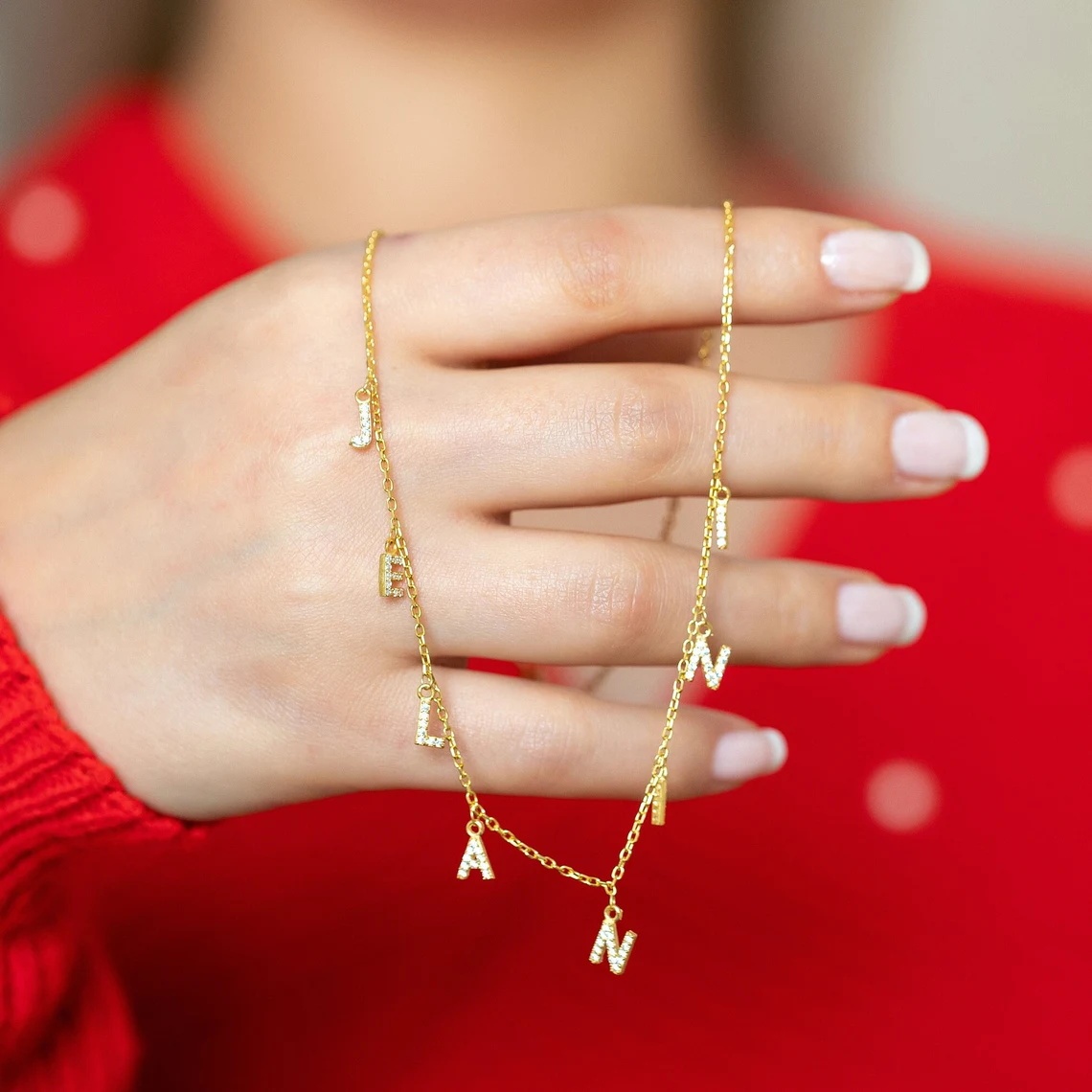 Personalisierte Namenskette Edelstahl 14K Gold Vergoldet 4