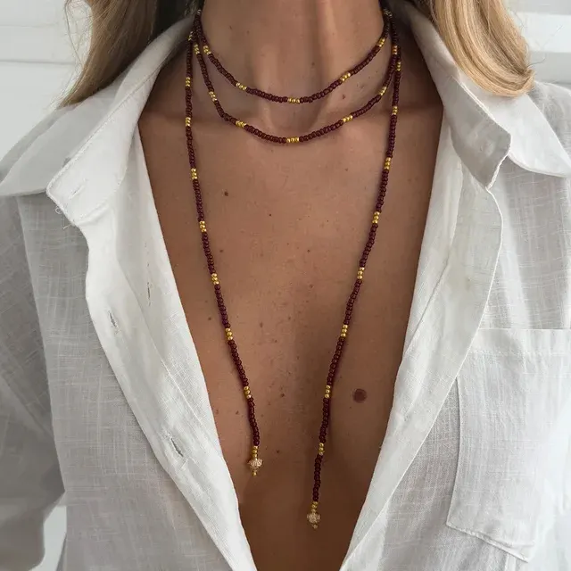 Vintage seed bead necklace, stackable, adjustable 2