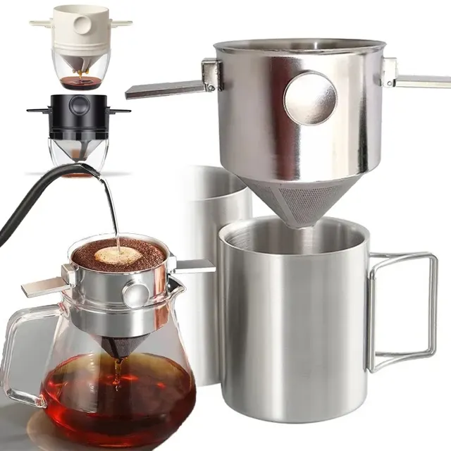 Foldable Pour-Over Coffee Dripper with Double Mesh 2