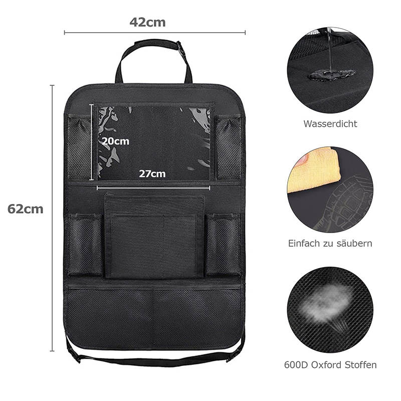 Oxford Car Back Seat Organizer with Touchscreen Pocket 3